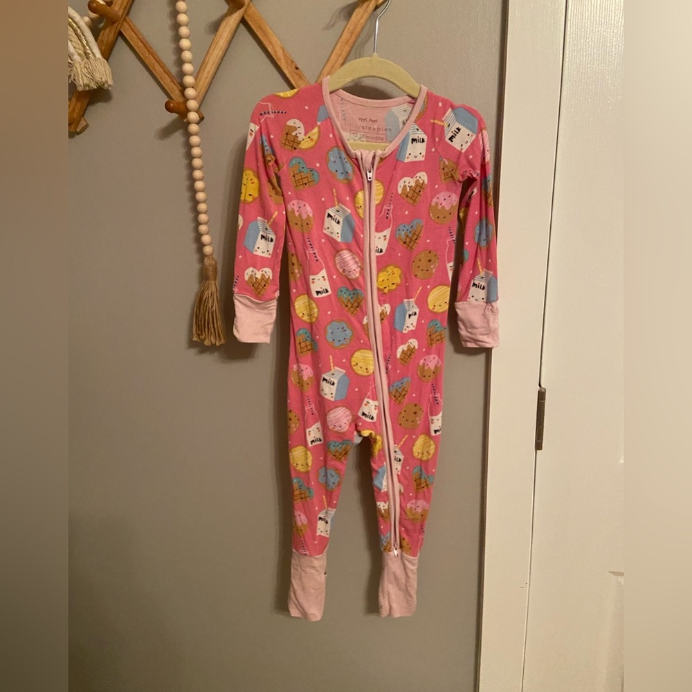 Little Sleepies 12-18M Pink Milk & Cookies Pajamas